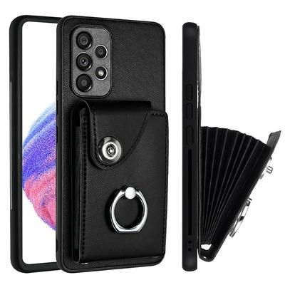 Phone Case For Samsung Galaxy S25 S24 S23 S22 Plus Ultra S23 FE Wallet Case Ring Holder Card Slot Shockproof Solid Color TPU PU Leather