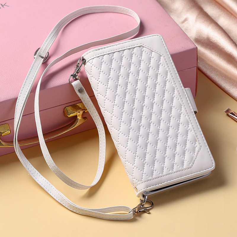 Phone Case For Samsung Galaxy S26 Ultra Plus S25 S24 S23 S22 S21 FE S21 Ultra Plus A14 A34 A54 Handbag Purse Wallet Case Zipper with Removable Cross Body Strap With Card Holder Solid Colored