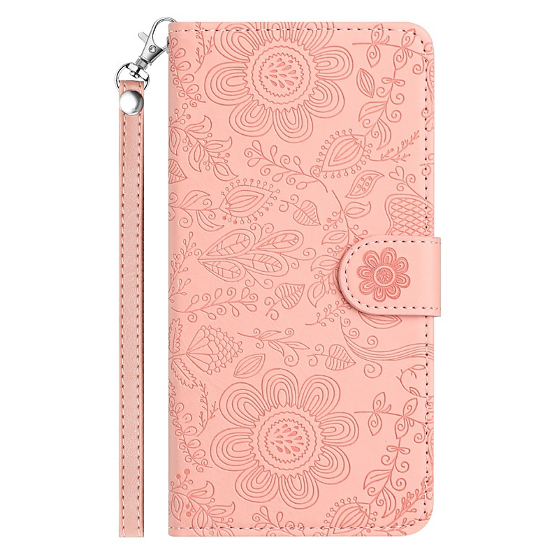 Phone Case For Samsung Galaxy S25 S24 S24 FE S23 S22 S21 Ultra Plus A55 5G A35 5G A25 A15 Wallet Case with Wrist Strap Kickstand Warm Flower Floral TPU PU Leather