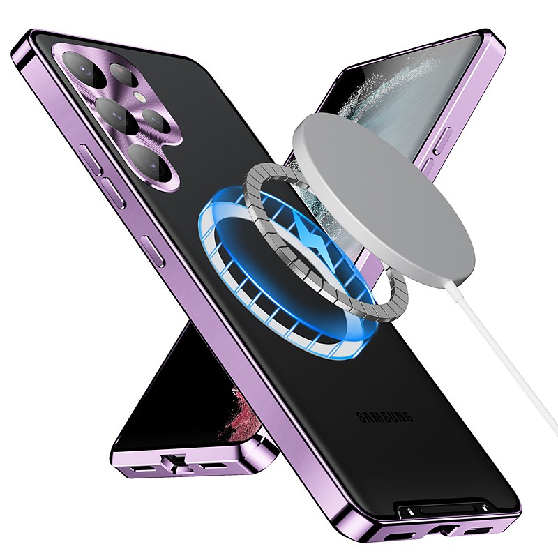Phone Case For Samsung Galaxy S26 Ultra Plus S25 S24 S23 S22 S23 FE S21 Ultra Plus Magnetic Adsorption With Magsafe Camera Lens Protector Support Wireless Charging Shockproof Acrylic Aluminum Alloy