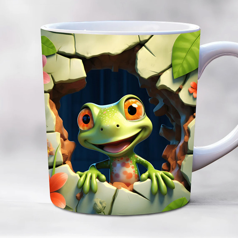 Animal Coffee Cup 3D illusion Coffee Mugs, Animal Gift Cup Travel Mug Funny Drinking Cup Desk Decor,11.2oz Ceramic Mug Tea Mug, Birthday Christmas Gifts for Animal Lovniner