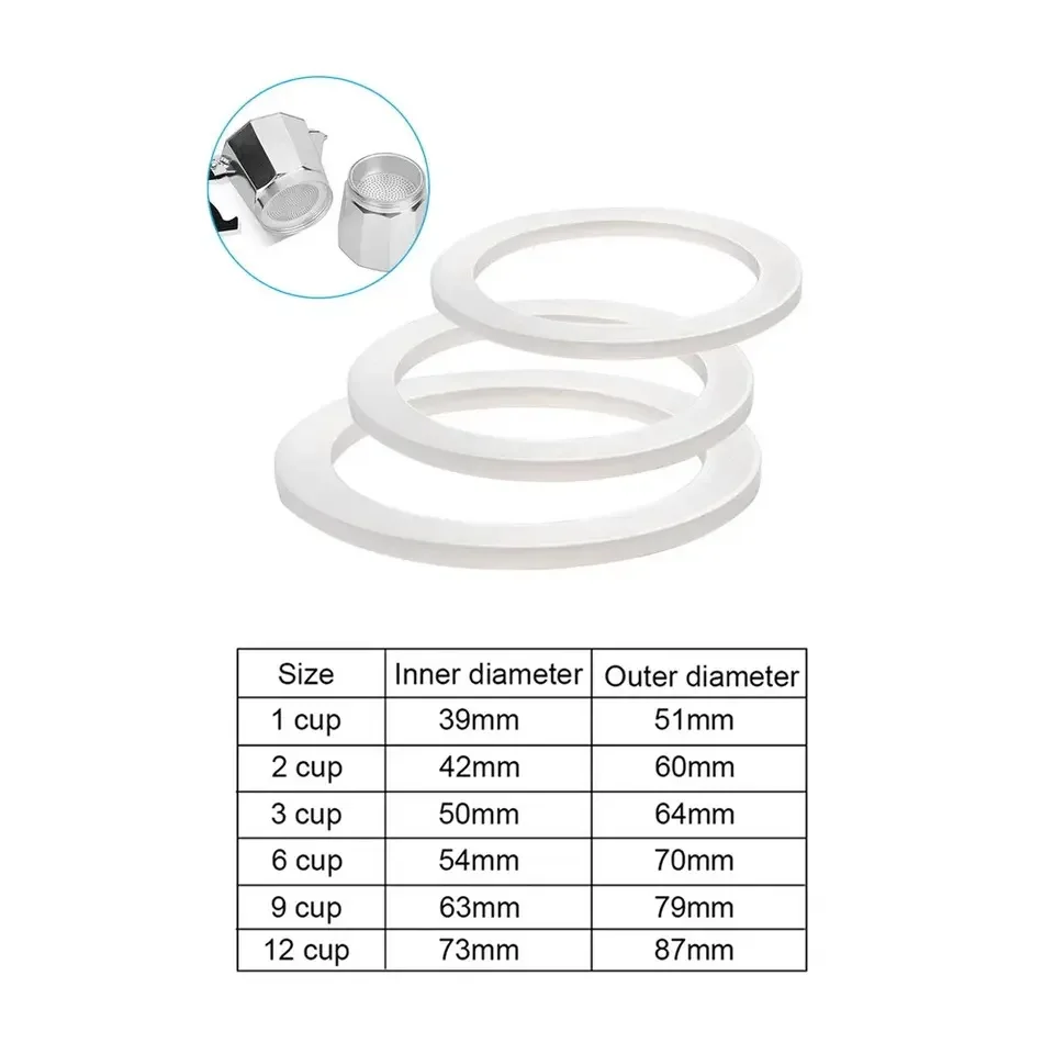 1PC Coffee Rubber Ring Bialetti Gasket Set Flexible Washer Gasket Ring Replacenent For Cups Moka Pot Espresso Coffee Makers Part