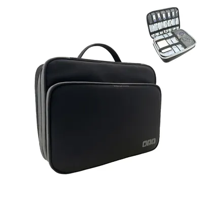 Electronic Accessories Organizer cable Storage Handbag with Front Pocket Travel Cable Multi Layer
