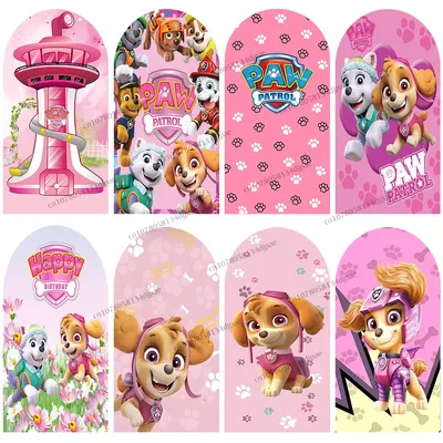Skye Paw Patrol Arch Backdrop Cover Pink Girl First Birthday Party Background Photography Baby Shower Decoration Photo Studio