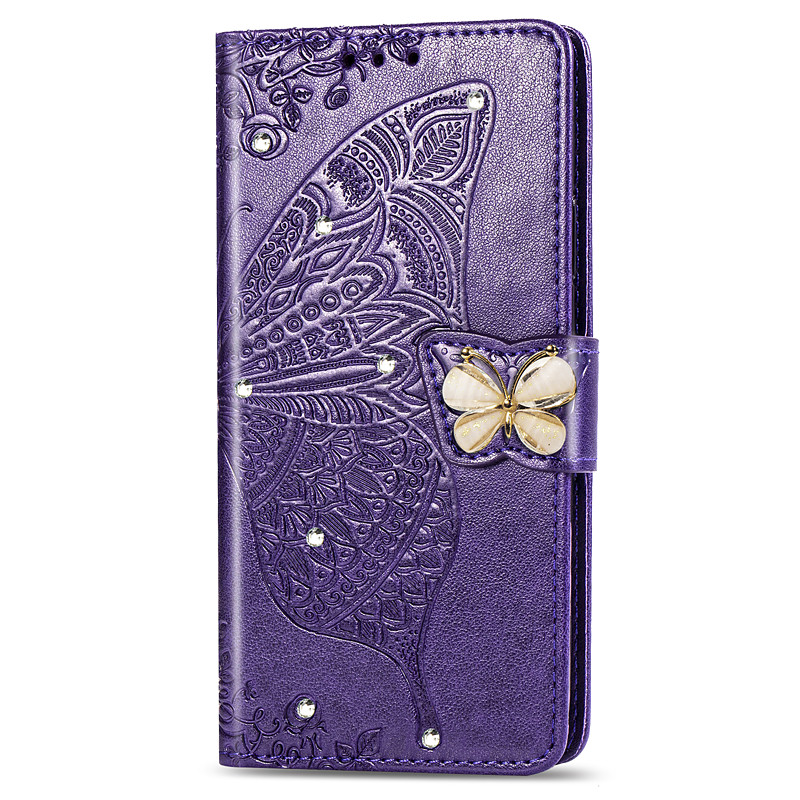Phone Case For Samsung Galaxy S24 S23 S22 S21 FE S21 Ultra Plus A34 A54 A72 A32 A52 Wallet Case Rhinestone With Card Holder Magnetic Flip Butterfly PU Leather