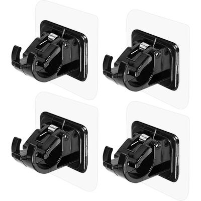4Pcs Self Adhesive Curtain Rod Bracket Punch-free Curtain Rod Clips Nail-Free Hook Adjustable Shower Curtain Rod Hanging Holder