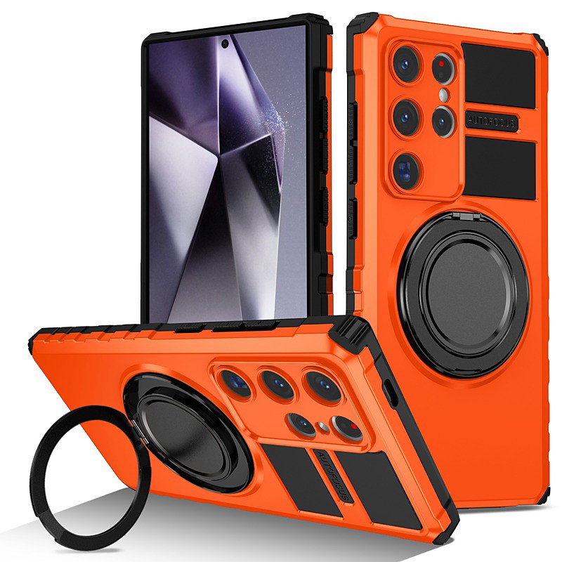 Phone Case For Samsung Galaxy S26 Ultra Plus S24 S23 S24 FE S22 S21 Ultra Plus Back Cover with Stand Holder Magnetic Shockproof Retro PC