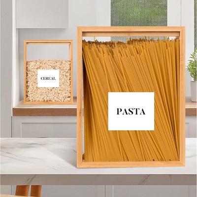 Food Dispenser 2L,Easy to Clean Bamboo Food Storage Containers Featuring a Removable PVC Door Panel,Cereal Cispensers For ServingTea,Coffee,Sugar,Candy,Pasta,Spice