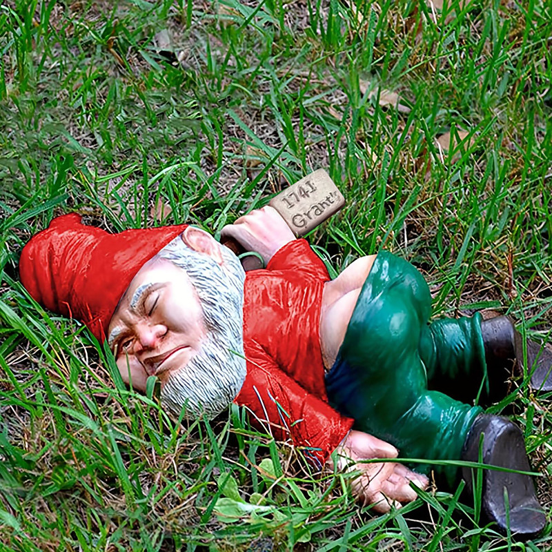 1pc Drunken Garden Gnome Statue, 5.91inch Resin Garden Gnome Crafts, Garden Decoration, Creative Garden Statue Decor, Weatherproof Funny Garden Gnome Ornament For Outdoor Indoor Yard Lawn Porch Decor