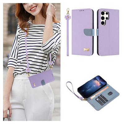 Phone Case For Samsung Galaxy S25 S25 Edge S24 S24 FE S23 Ultra Plus S22 Plus Ultra A55 5G A35 5G A25 A15 Wallet Case Flip Cover with Wrist Strap Shockproof PC PU Leather