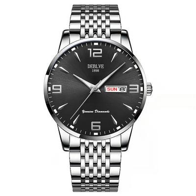 1 Men'S Sport Steel Strap Watch Glow-In-The Dark Calendar Week Display Light Luxury All-In-One Alloy Fashion Ultra-Thin Digital Men'S Business Watch