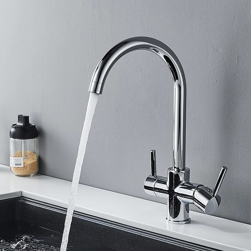 Kitchen faucet - Single Handle Two Holes Electroplated Purified water Centerset Antique Kitchen Taps
