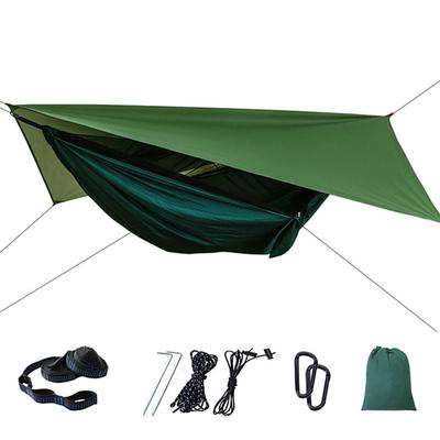 Camping Hammock with Mosquito Net Hammock Rain Fly Camping Tarp Outdoor Portable Sunscreen Anti-Mosquito Ultra Light (UL) Breathable Parachute Nylon with Carabiners and Tree Straps for 2 person