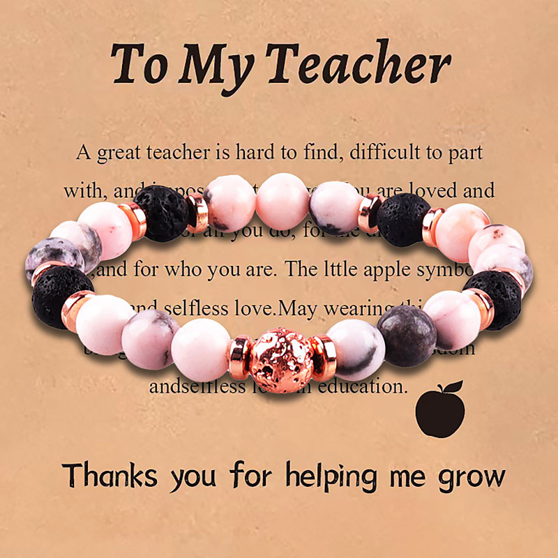 Teacher Appreciation Bracelet Cute Handmade Ploymer Clay Bracelet Love Teach Inspire Letter Beaded Stretch Bracelet for Women Back to School Jewelry Teacher Graduation Gift Christmas Gift