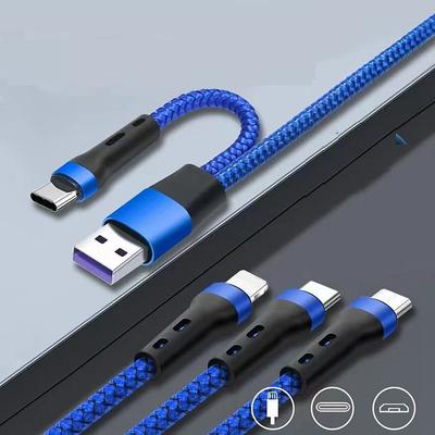 MOMAX Apple MFi Certified Multi Charging Cable USB A to Type C / Micro / IP 3 A Fast Charging Nylon Braided Durable 3 in 1 For Macbook iPad Samsung Phone Accessory