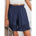 Shorts Chino Alta Vita da Donna con Pizzo Tasche e Fascia Elastico Comodi per Abbigliamento Stradale all'Aperto