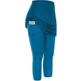 Women's Running Capri Leggings Running Skirt with Tights 2 in 1 with Phone Pocket Base Layer Athletic Athleisure Fall Spandex Breathable Quick Dry Moisture Wicking Soft Gym Workout Running Jogging