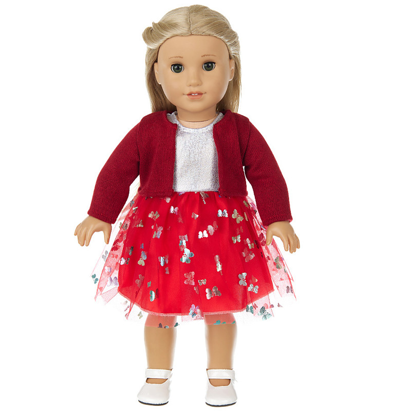 2 pcs American Doll Clothes Gift for 18 inch Doll Clothes and Accessories Including Coat and Dress(WITHOUT DOLL) Christmas Gift