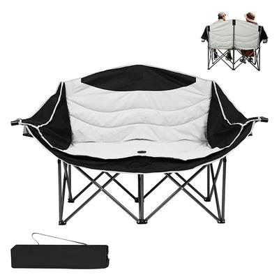 2-Person Oversized Camping Chair with 650 lb Capacity - Padded, Wine Glass Rack Cup Holders, Lightweight Portable Foldable Design, Durable 600D Oxford Fabric Steel Frame for Camping, Beach, Backya