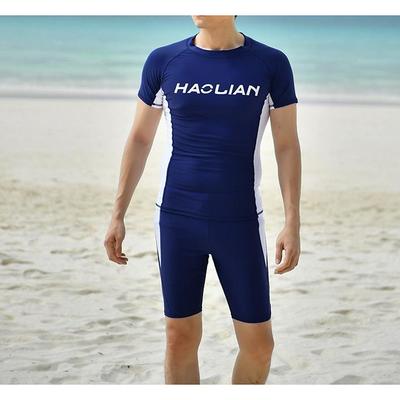 Men's Rash guard Swimsuit UPF50 Quick Dry Short Sleeve Swimwear Bathing Suit 2 Piece Swimming Surfing Patchwork Summer