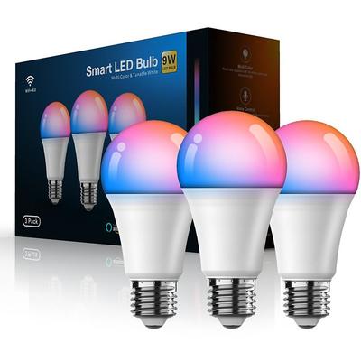 Smart Light Bulb WiFi Bluetooth Connect RGBCW Color Changing Dimmable LED Bulbs A19 E26 9W (80W Equivalent) Works with Alexa Google Home Siri Shortcut No Hub Required