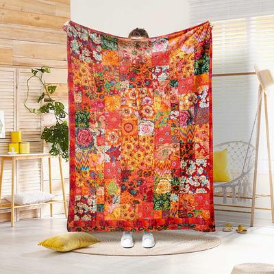 Mandala ethnic abstract splicing pattern flannel blanket sofa cover blanket office lunch nap blanket air conditioning blanket skin friendly children adult bedroom blanket