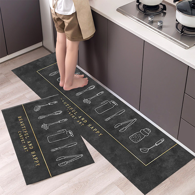 2 Piece Waterproof and Oil-Proof Kitchen Anti-Slip Mat, Bathroom Anti-Slip Mat, Bedroom Cushion, Living Room Carpet, Door Mat, Kitchen Carpet- 40 60cm 40 120cm