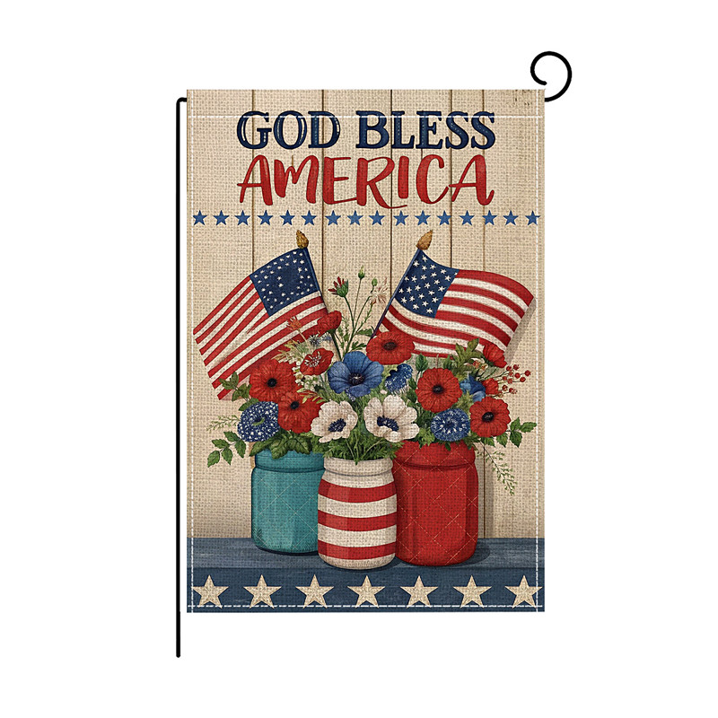 4th of July Independence Day Garden Flag 12 x 18 Inch Yard Flags, Veteran's Day Memorial Day Small Garden Flags for Outside, Outdoor Flags, Holiday Garden Flags for All Seasons