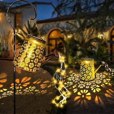 Outdoor Solar Watering Can Lights - Hanging Kettle Pathway Lantern, Waterproof Metal Retro Lamp for Garden, Yard Flower Bed Garland Decor