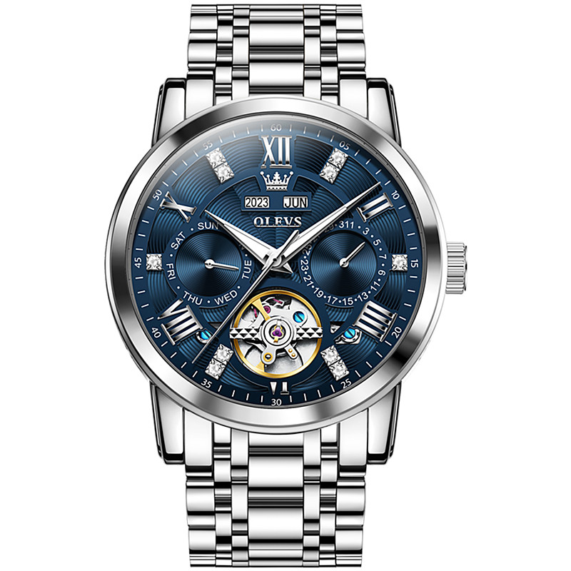 OLEVS 6701 Original Men's Automatic Mechanical Watch Top Brand Calendar Stainless Steel Waterproof Men's Watch