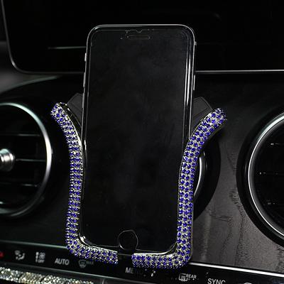 Car Rhinestones Phone Holder Crystal Air Outlet Vent Support Phone Diamond Clip Car Interior Universal Smart Phone Stand Automotive Parts Accessories