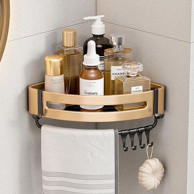 Shower Caddy Bathroom Corner Shelf Bathroom Shower Caddy Organizer for Kitchen Toilet No Drilling 2-tier Bathroom Corner Shelves Shower Caddies(BlackGolden)