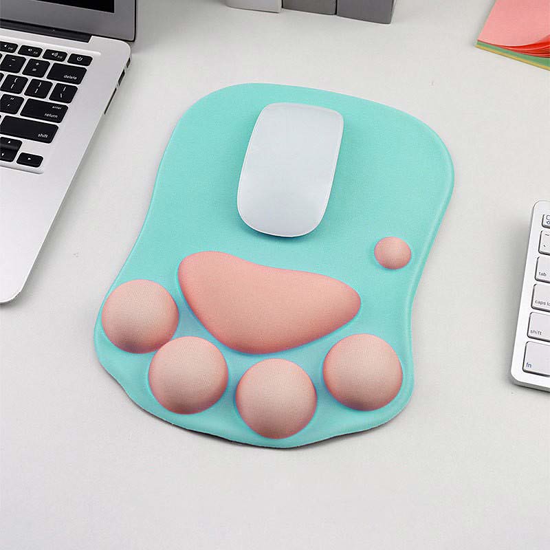Ergonomic 3D Mouse Pad with Wrist Support Cute Cat Paw Soft Comfortable Silicone Wrist Rest Mice Mat Anti-Slip Wrist Pad for Computer Office Computer Game