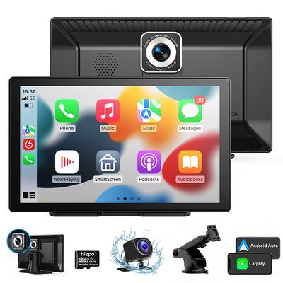 9 inch Touch Screen for Apple Carplay Android Auto Mirror Link Bluetooth Portable Car Stereo Radio Receivers GPS Navigation with 4K Dash Cam 1080P Backup Camera