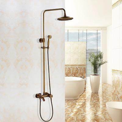Vintage Shower Faucet Set 8 Shower Head, Shower System Retro Rainfall Head Antique Copper Shower System with Shower Handheld Sprayer, Brass Valve Bath Shower Mixer Taps