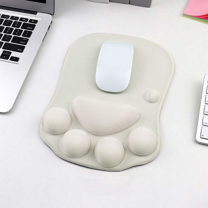 Ergonomic 3D Mouse Pad with Wrist Support Cute Cat Paw Soft Comfortable Silicone Wrist Rest Mice Mat Anti-Slip Wrist Pad for Computer Office Computer Game