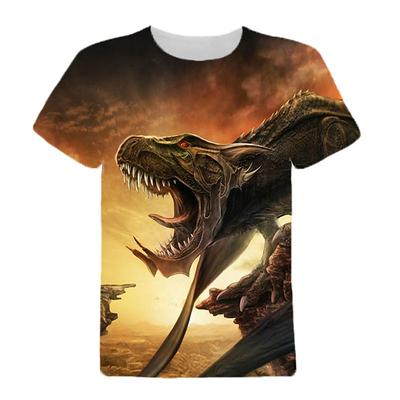 Kids Boys T shirt Tee Animal Dinosaur Short Sleeve Crewneck Children Top Casual 3D Print Cool Daily Summer Wine 3-12 Years
