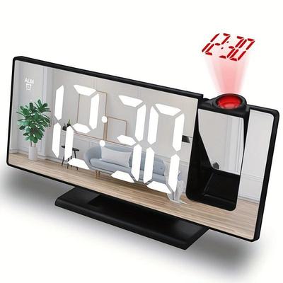 New Led Projection Clock Multifunctional Digital Alarm Clock Automatic Photosensitive Electronic Clock With Usb Plug-In Cross-Border