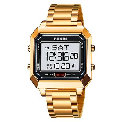 SKMEI Men's Electronic Square Steel Band Student Multi functional Sports Waterproof Night Glow Electronic Watch 2149