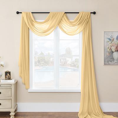 Valentine's Day Luxury Window Scarf Sheer Voile Elegant Topper Long Window Valance Solid Window Treatment Swags Drapes for Window Ceremony Wedding Canopy Bed