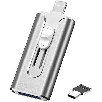 USB 8 Pin USB 3.0 4 in 1 Mobile Phone Computer U-Disk with Type-C Adapter, Memory Stick Storage for Easily Backup Photos Videos, Plug and Play