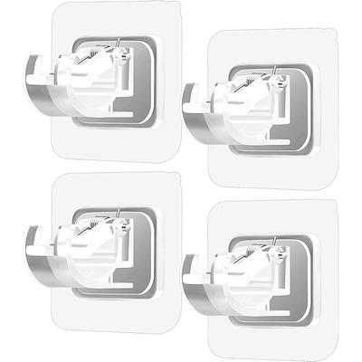 4Pcs Self Adhesive Curtain Rod Bracket Punch-free Curtain Rod Clips Nail-Free Hook Adjustable Shower Curtain Rod Hanging Holder