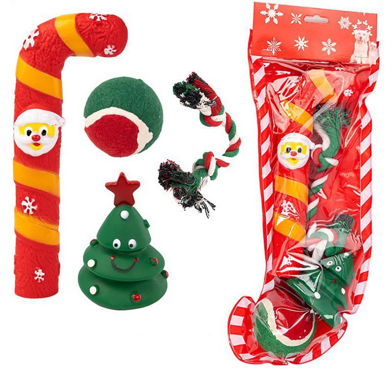 Christmas Pet Toy Gift Box Dog Bite resistant holiday toys Christmas Dog toy set