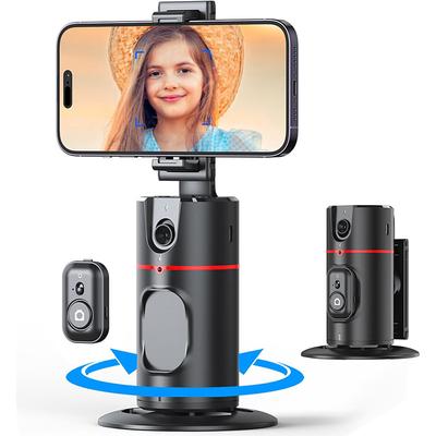 Auto Tracking Phone Holder, 360 Rotation Phone Camera Mount Smart Shooting Tracking Holder with Remote Selfie Stick for iPhone Android Stabilizer Shooting Live, No App, Rechargeable