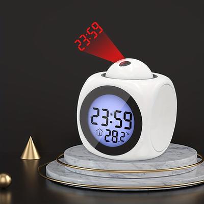 LED Smart Light Projection Digital LED Alarm Clock for Bedroom on Ceiling Wall Dimmer USB Charger Battery Time And Temperature Display Backup Loud Dual Alarm Clock for Heavy Sleeper Kid Elderly