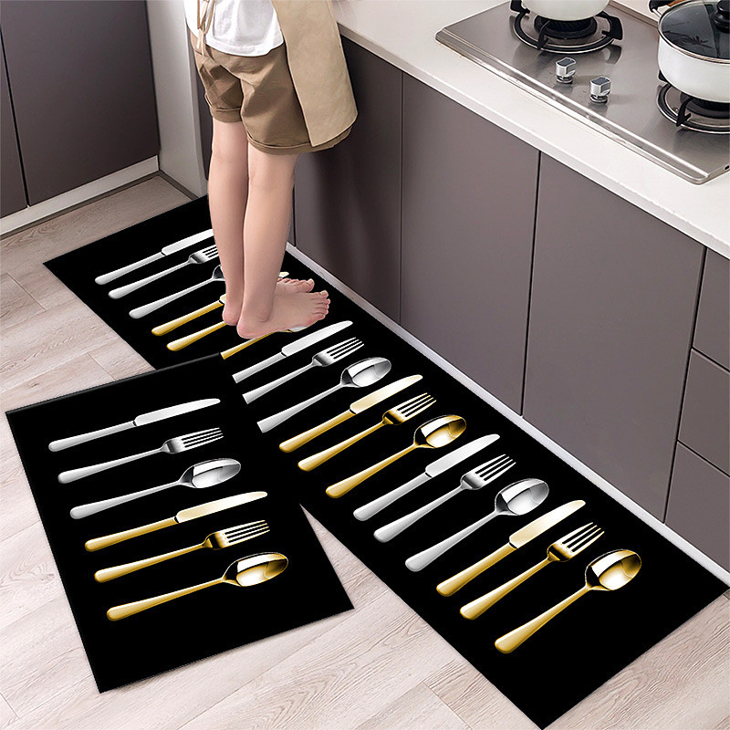 2 Piece Waterproof and Oil-Proof Kitchen Anti-Slip Mat, Bathroom Anti-Slip Mat, Bedroom Cushion, Living Room Carpet, Door Mat, Kitchen Carpet- 40 60cm 40 120cm