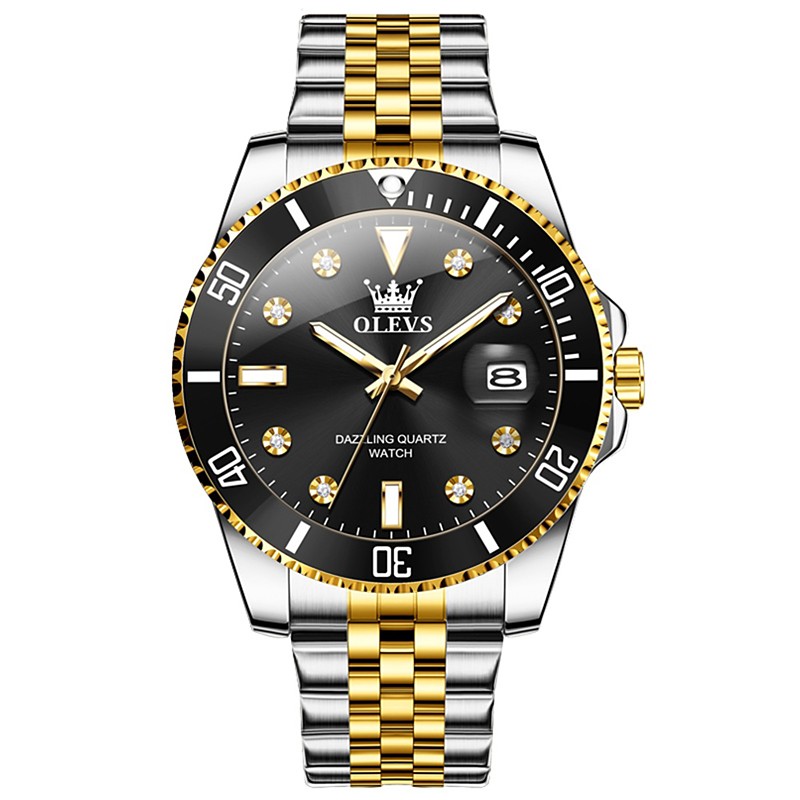 OLEVS Men Quartz Watch Outdoor Sports Fashion Wristwatch Luminous Calendar Waterproof Decoration Steel Watch