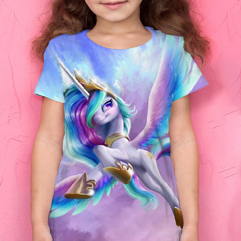 Girls' 3D Animal T shirt Tee Short Sleeve 3D Print Summer Active Polyester Kids 4-12 Years Daily Wear Regular Fit