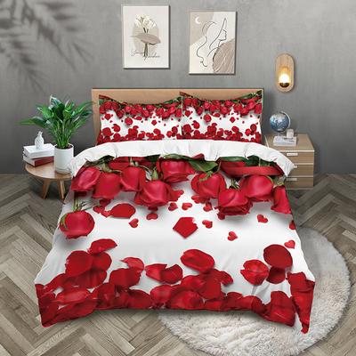 Flowers Butterflies Plants Flowers Prints Three Piece Down Comforter Set Hotel Bedroom Guest Room Bedding Comfortable Set 1 Down Comforter Set 2 Pillowcases Queen Size Bed Set 2-Piece Set