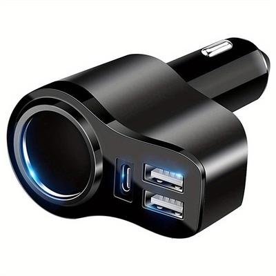 Usb Splitter For Car, 4 In 1 USB C Car Charger, 36W Multi USB Cigarette Lighter Adapter Socket Splitter With 3 USB Ports,12V/24V Dual USB Type C PD Fast Car Charger Adapter